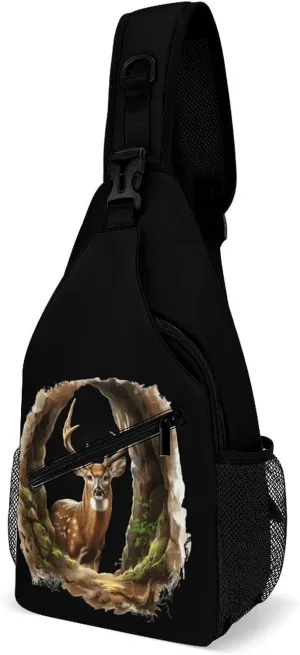 3D Deer Crossbody Sling Bag Novelty Chest Bags Shoulder Backpack For Travel Hiking