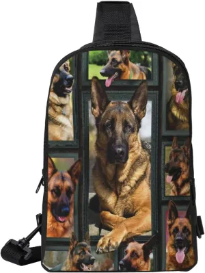3D German Shepherd Fashion Crossbody Bag and Chest bag for Men Women with Adjustable Strap