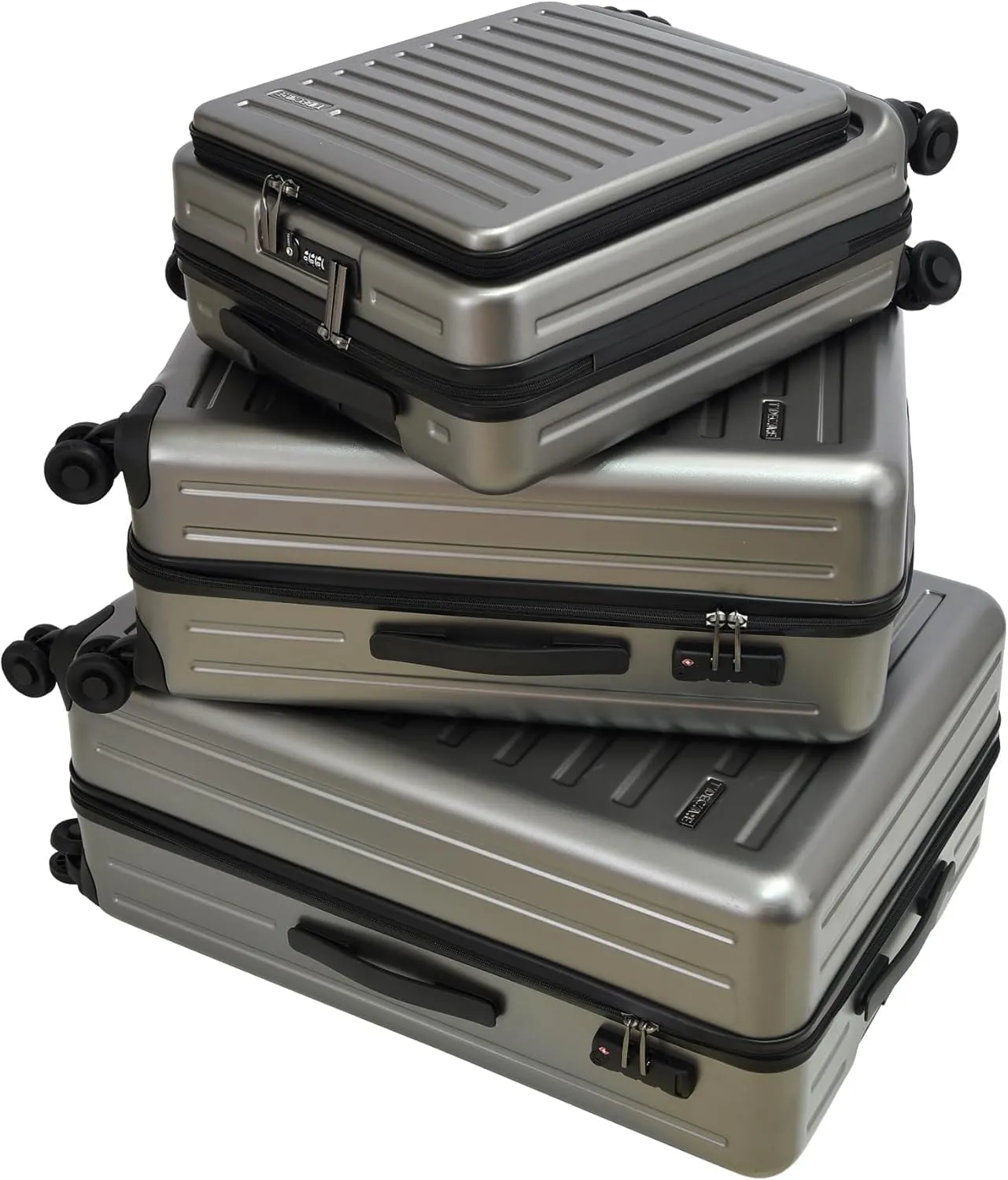 3Pcs (20/24/28) Luggage Set, HardShell Lightweight TSA Lock Only 20" with Front Pocket, 21.65*15.35*7.87" Fits Overhead Cabin, 24" (26*17.7*10.2") and 28" (19.68*11.81*29.92") Checked Luggage, Gray
