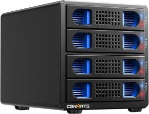 4 Bay Hard Drive Enclosure with Cooling Fan for 2.5/3.5" SATA HDD/SSD with USB A/C 3.0＋eSATA Cable, 3.5 Hard Drive Reader Supports 80TB Capacity(NO RAID/NAS)