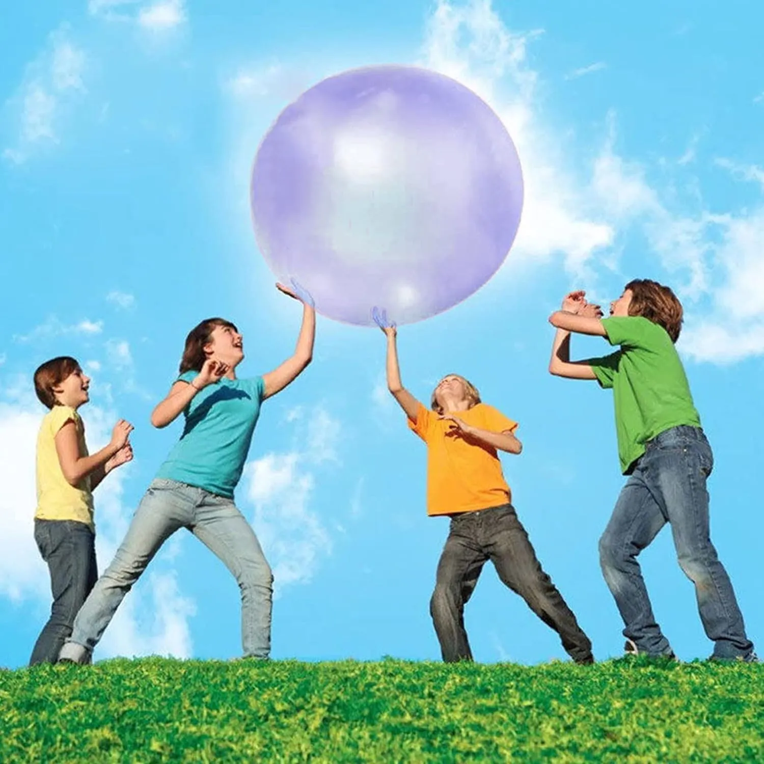 47'' Giant Bubble Ball for Adults Inflatable Fun Ball Water Injection Bubble Ball Balloons Beach Garden Ball Soft Rubber Ball for Outdoor Indoor Party (Purple)