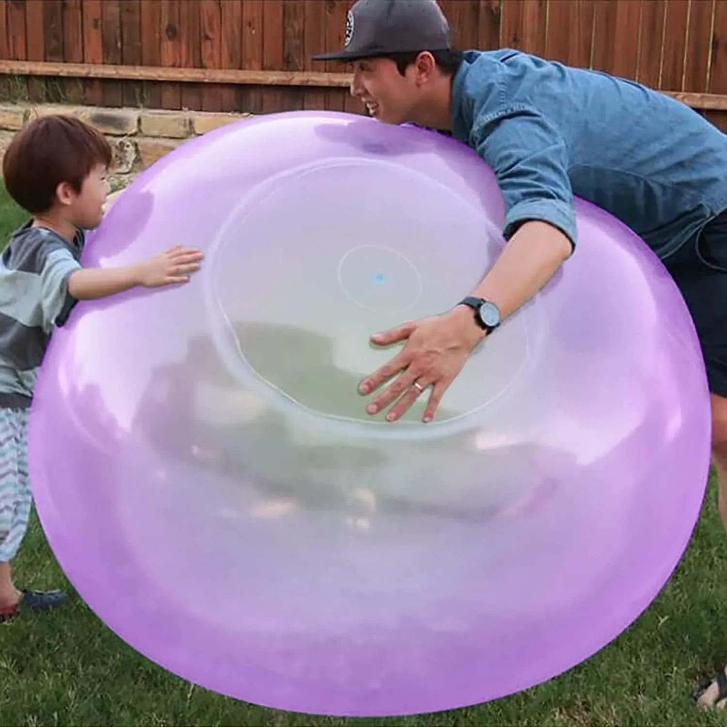 47'' Giant Bubble Ball for Adults Inflatable Fun Ball Water Injection Bubble Ball Balloons Beach Garden Ball Soft Rubber Ball for Outdoor Indoor Party (Purple)