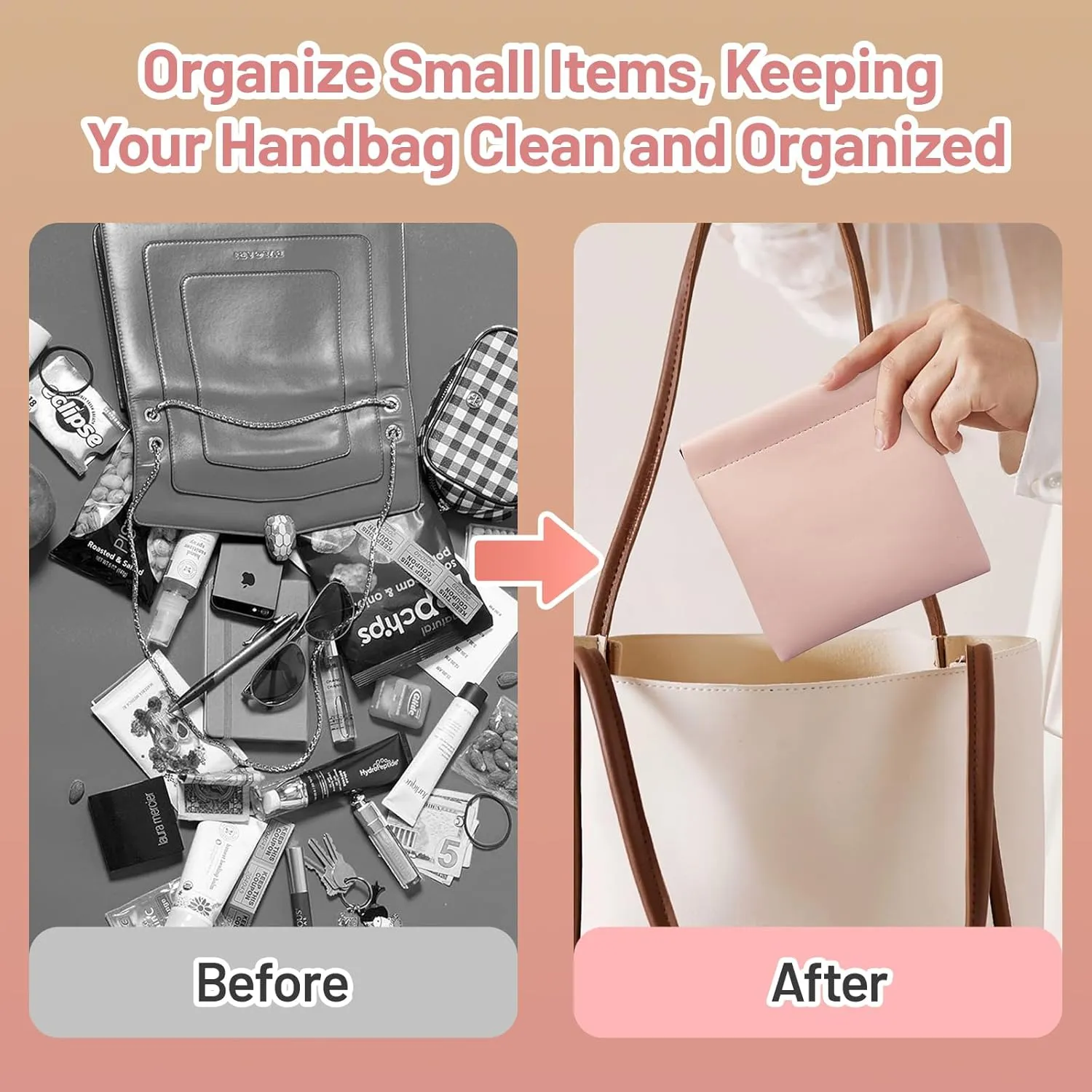 4.72″x4.72″ Small Pouches for Purse, 8PCS Cute Snap Closure Storages, Mini Organizer for Inside Large Makeup Bag, Organize Cosmetic, Lipstick, Jewelry, Coins in Women's Handbag/Tote/Travel