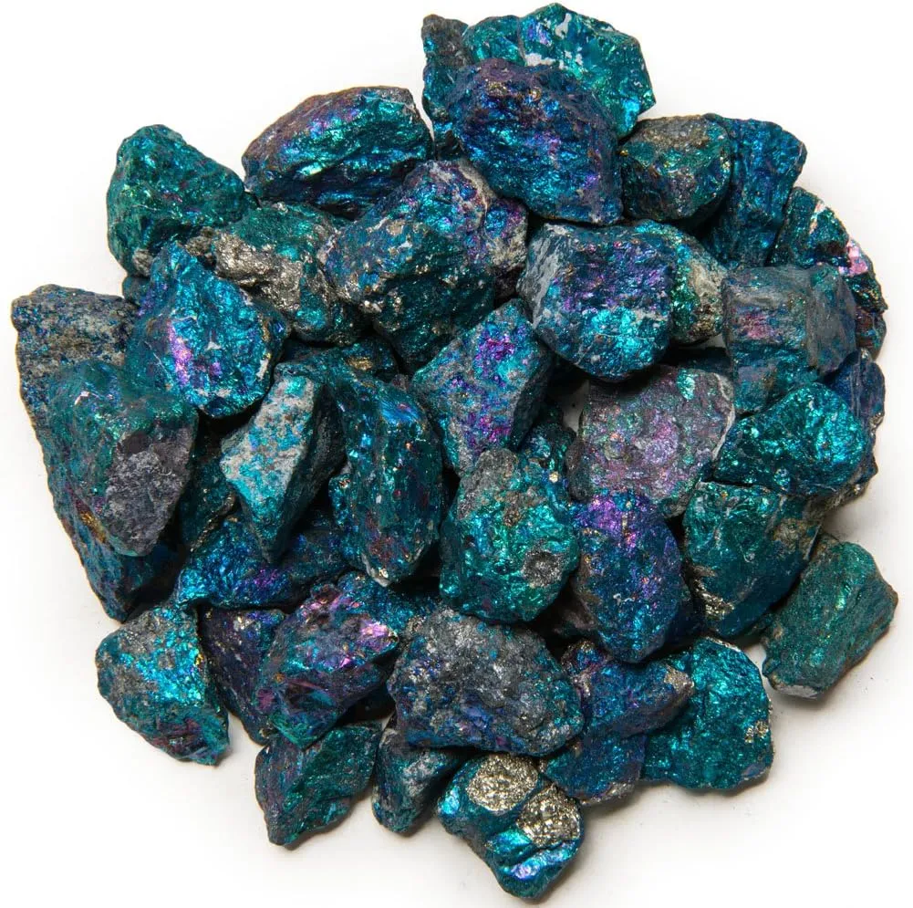 50 Pieces of Chalcopyrite Peacock Ore from Mexico - Avg. 1/2" - 1" - Raw Natural Crystals, Rocks, Stones for Wire Wrapping, Jewelry Making, Educational Specimens, Reiki