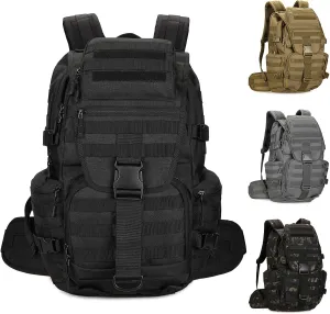 50L Military Tactical Backpack Molle Rucksack Large Army 3 Day Assault Pack Heavy Duty Backpack for Men (Black)