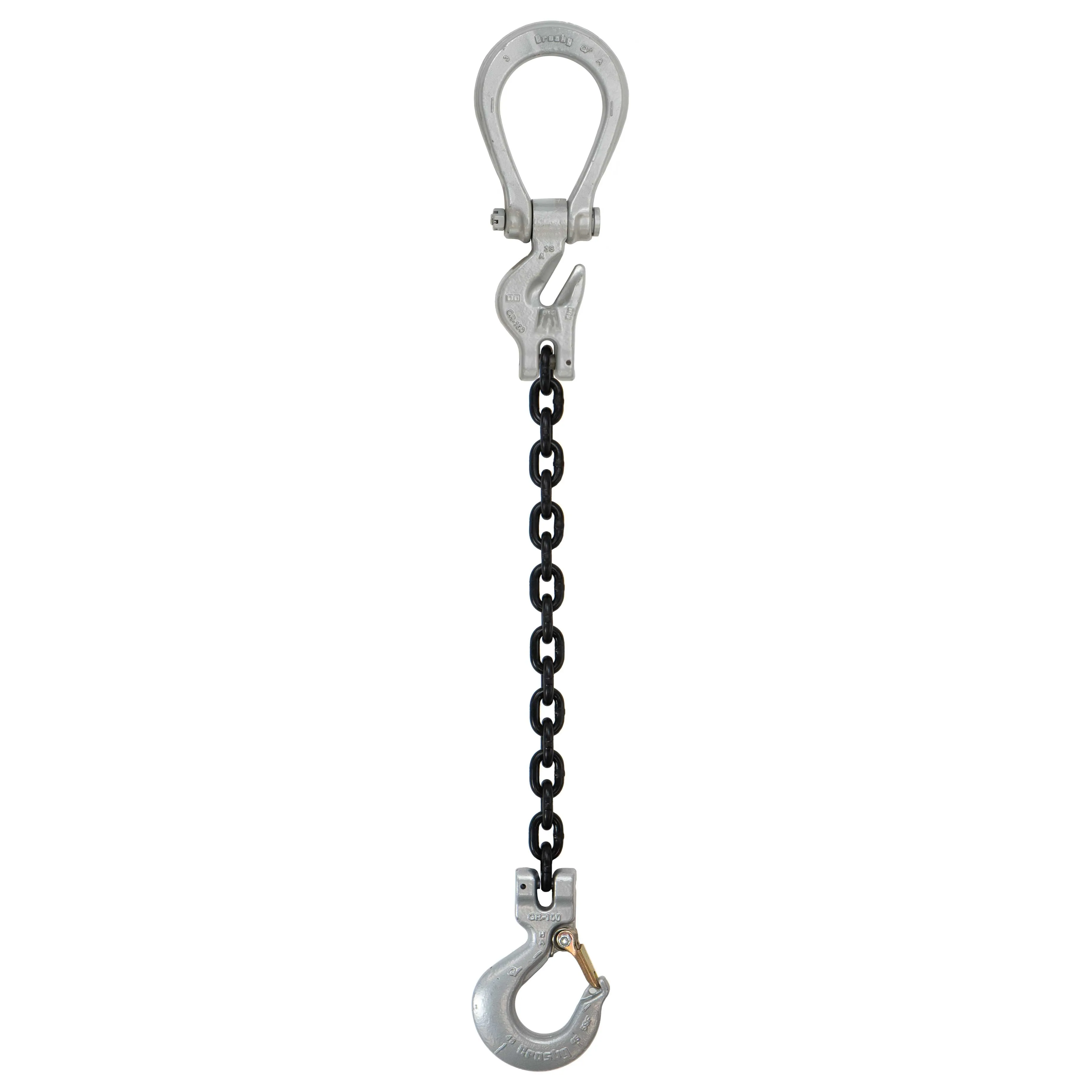 5/16" x 15' - Domestic Adjustable Single Leg Chain Sling with Crosby Sling Hook - Grade 100