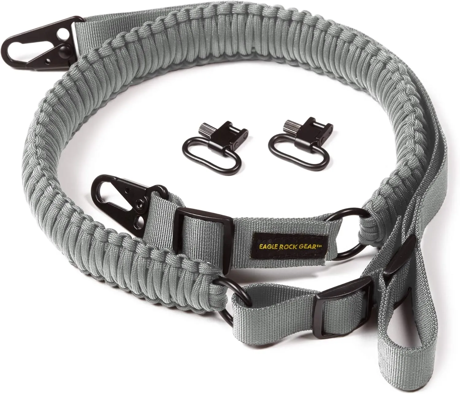 550 Paracord 2 Point Gun Sling for Rifles, Shotguns, Crossbows, Airsoft, with Easy Adjustable Strap, HK Clips, Swivels, US Patented Design