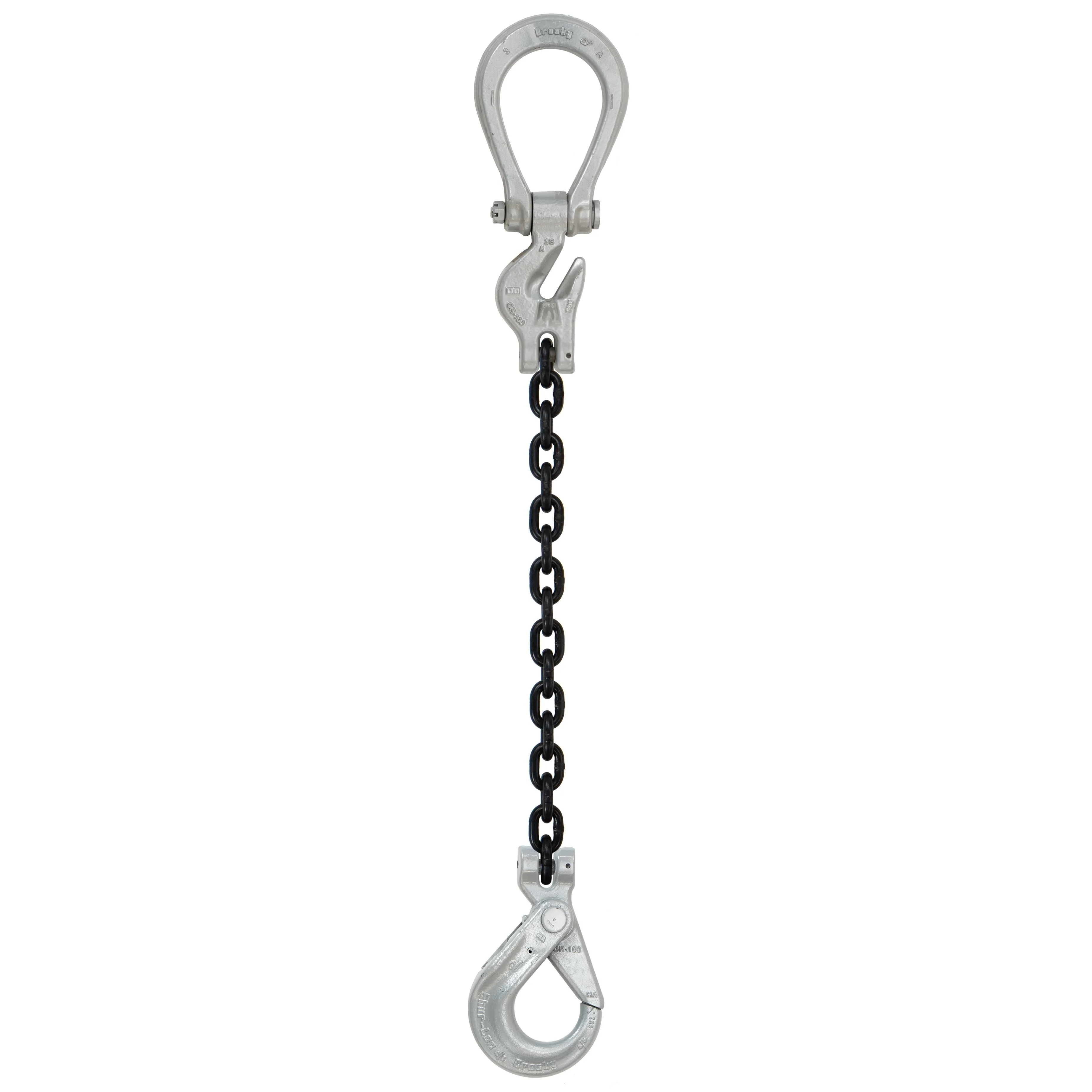 5/8" x 15' - Domestic Adjustable Single Leg Chain Sling with Crosby Self-Locking Hook - Grade 100