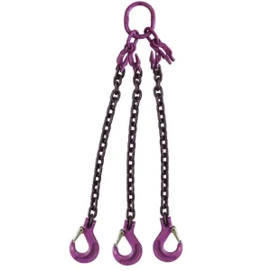 5/8" x 20' - Adjustable 3 Leg Chain Sling w/ Sling Hooks - Grade 100