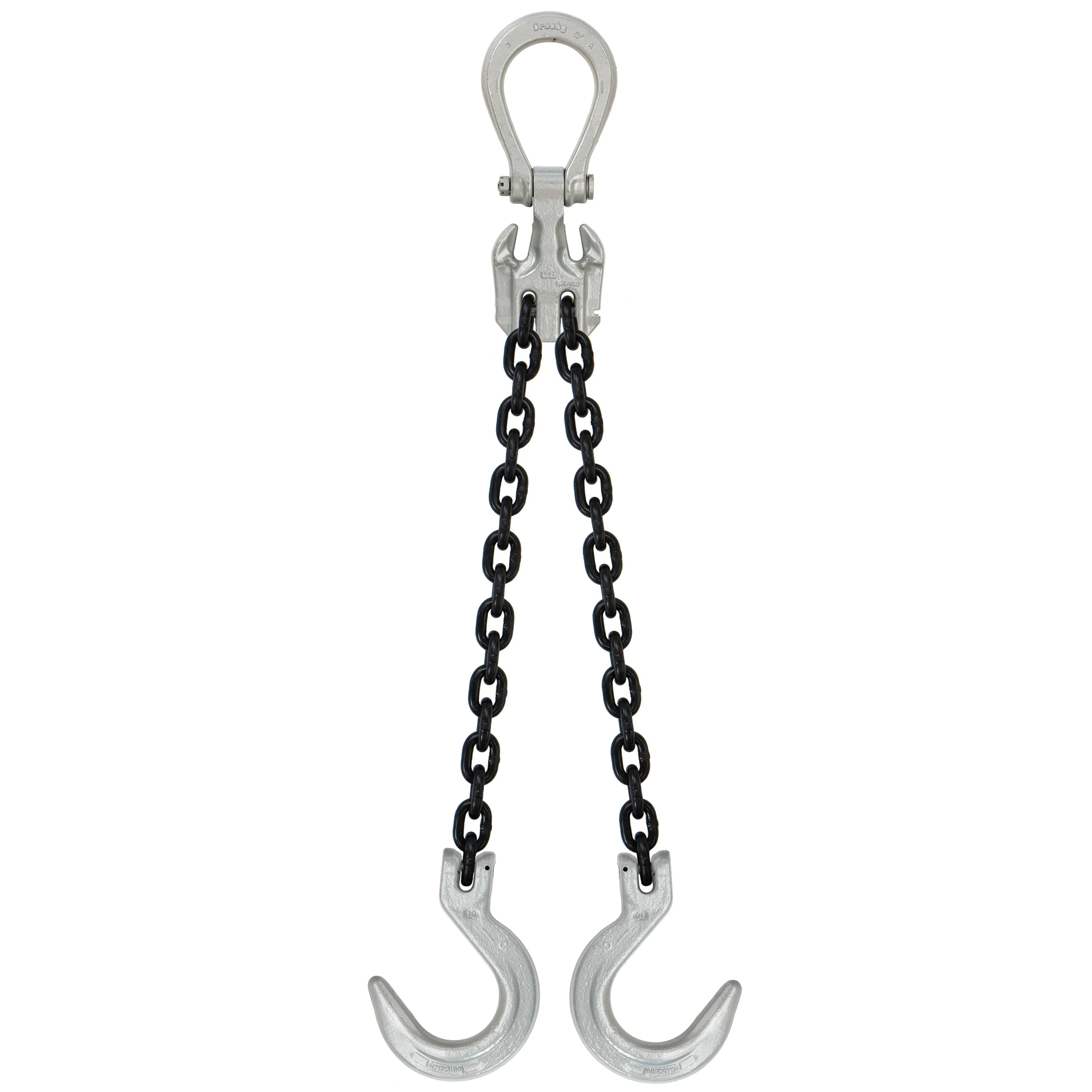 9/32" x 10' - Domestic Adjustable 2 Leg Chain Sling with Crosby Foundry Hooks - Grade 100