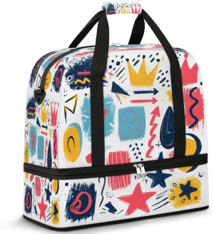 Abstract Crown Chaos Travel Duffel Bag, Travel Essentials, Gym Bag for Women, Weekender Overnight Bag With Shoes Compartment, Carry On Bags for Airplanes