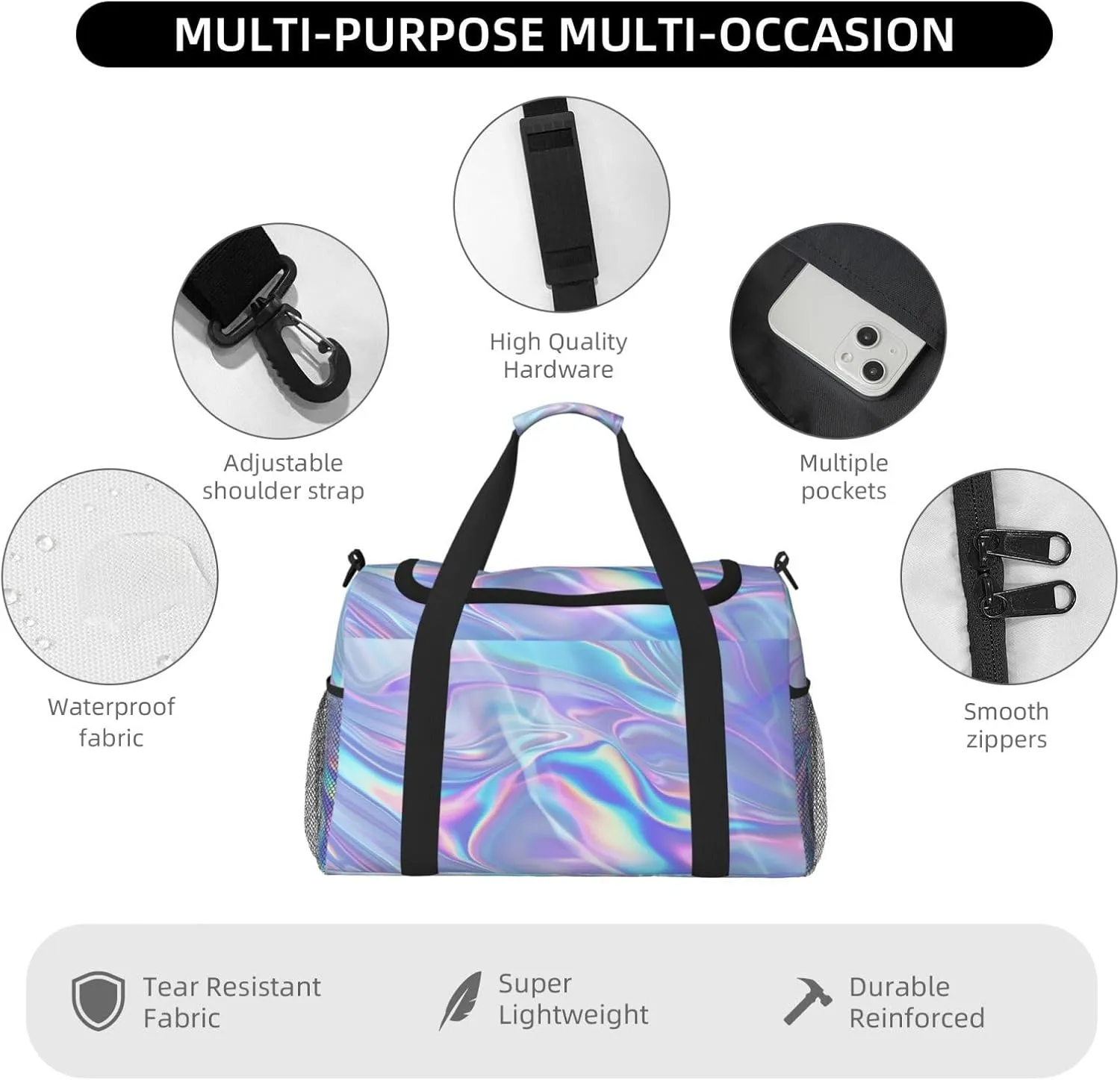 Abstract Flowing Liquid Duffle Bag Foldable Travel Tote Bag Carry On Large Weekender Overnight Bags Waterproof Gym Bag For Women Men