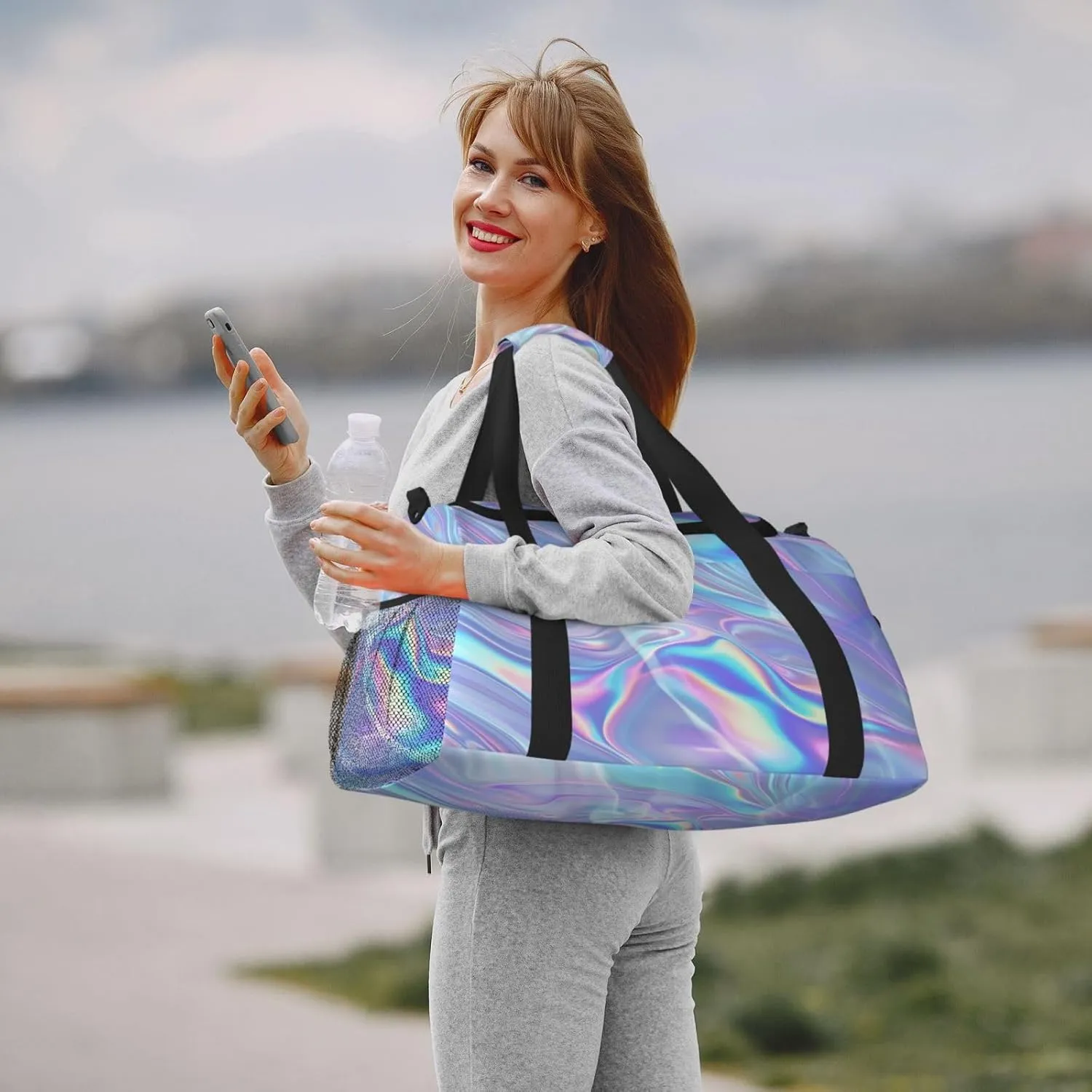 Abstract Flowing Liquid Duffle Bag Foldable Travel Tote Bag Carry On Large Weekender Overnight Bags Waterproof Gym Bag For Women Men