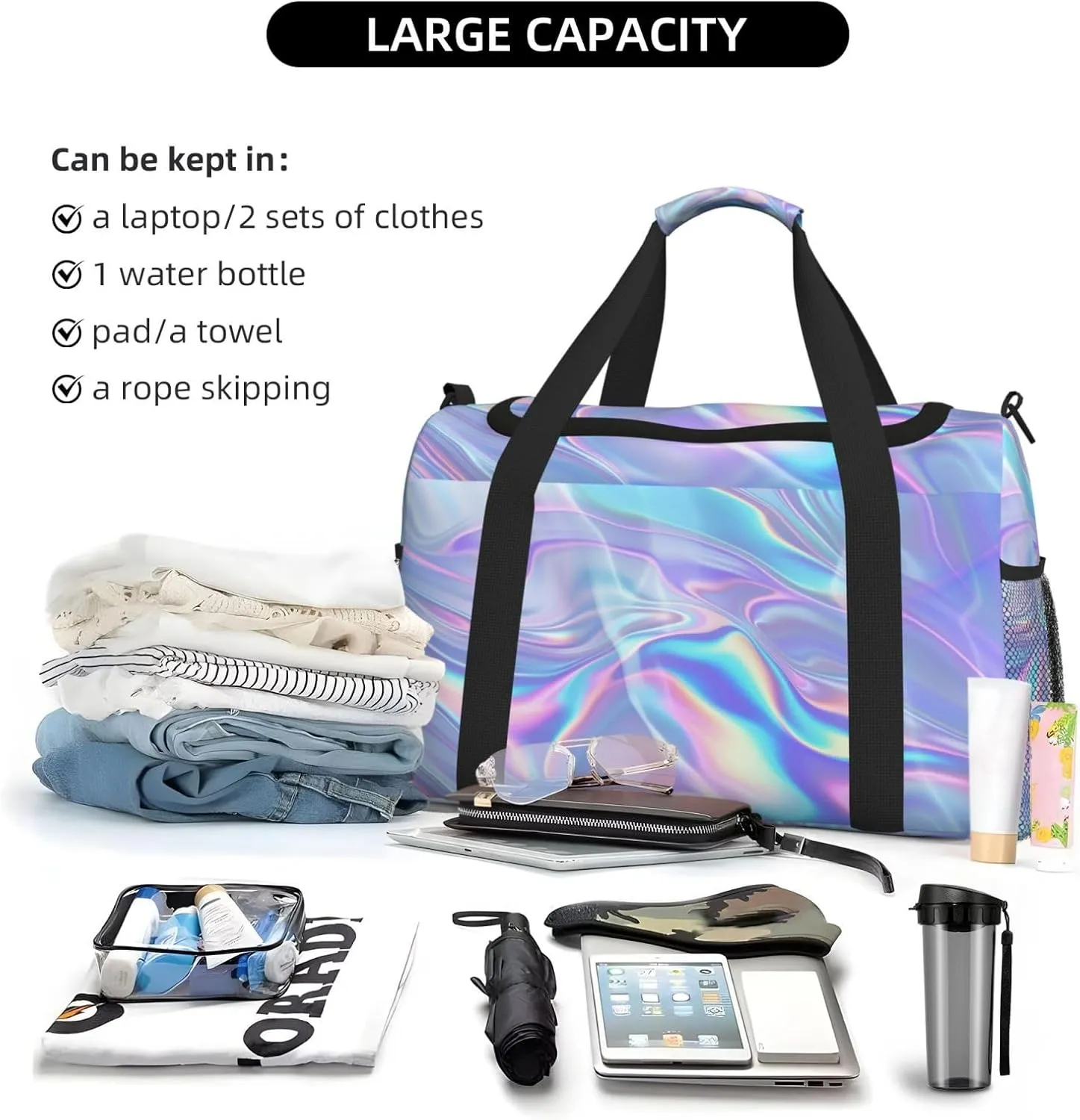 Abstract Flowing Liquid Duffle Bag Foldable Travel Tote Bag Carry On Large Weekender Overnight Bags Waterproof Gym Bag For Women Men