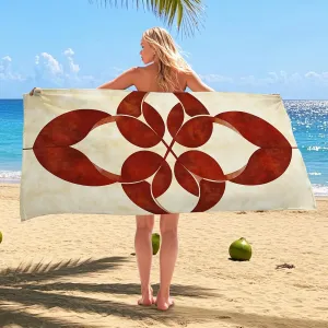 Abstract Red Microfiber Beach Towel Elegant Artistic Design, Quick Dry Absorbent Soft Sand Free Oversized Lightweight Beach Blanket, Vacation Pool Picnic Essentials 62x31 Inch