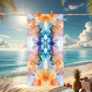 Abstract Watercolor Beach Towel Vibrant Multi-Colored Ocean Wave Towel, Quick Dry Lightweight Sand Free Bath Towel, Beach Pool Picnic Essentials Outdoor Travel 62x31 Inch