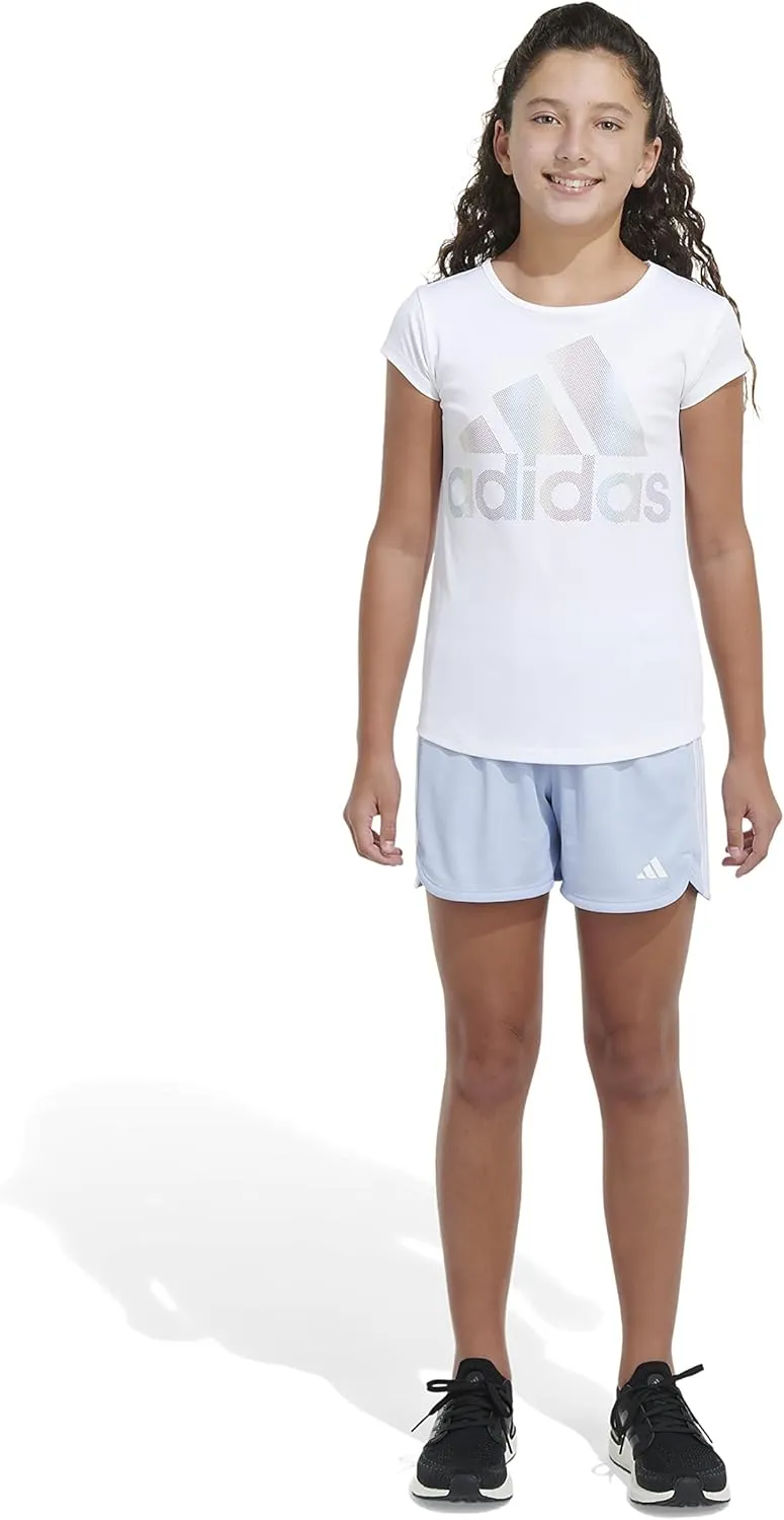 adidas Girls' Big Aeroready 3-Stripe Pacer Mesh Short