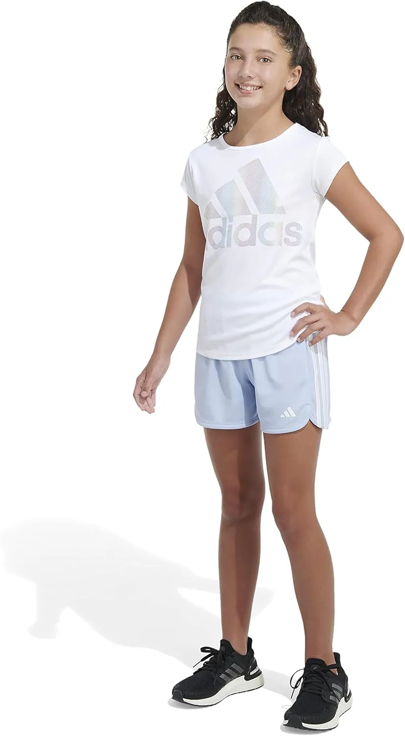 adidas Girls' Big Aeroready 3-Stripe Pacer Mesh Short