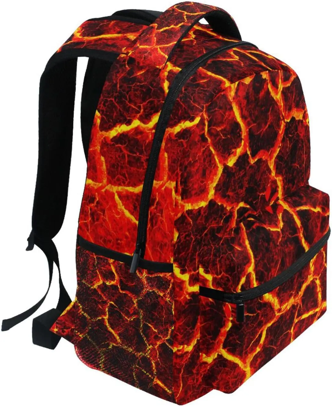 Adjustable Shoulder Strap School Bag with Mug Pocket Magma Lava Laptop Bag Printing Backpack