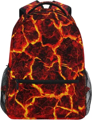 Adjustable Shoulder Strap School Bag with Mug Pocket Magma Lava Laptop Bag Printing Backpack