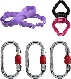 Aerial Ring Accessories for Hoop/Lyra (1*Round Sling 1*Swivel Connector 3*Screw-Lock Carabinrs)