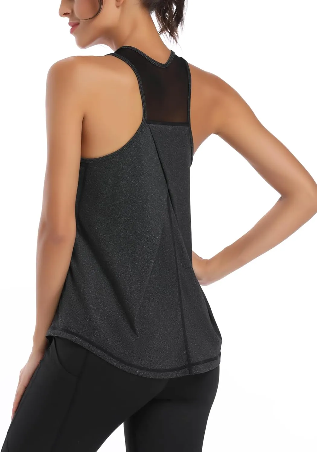 Aeuui 5 Pack Womens Workout Tops Mesh Racerback Tank Tops Sleeveless Athletic Gym Yoga Shirts