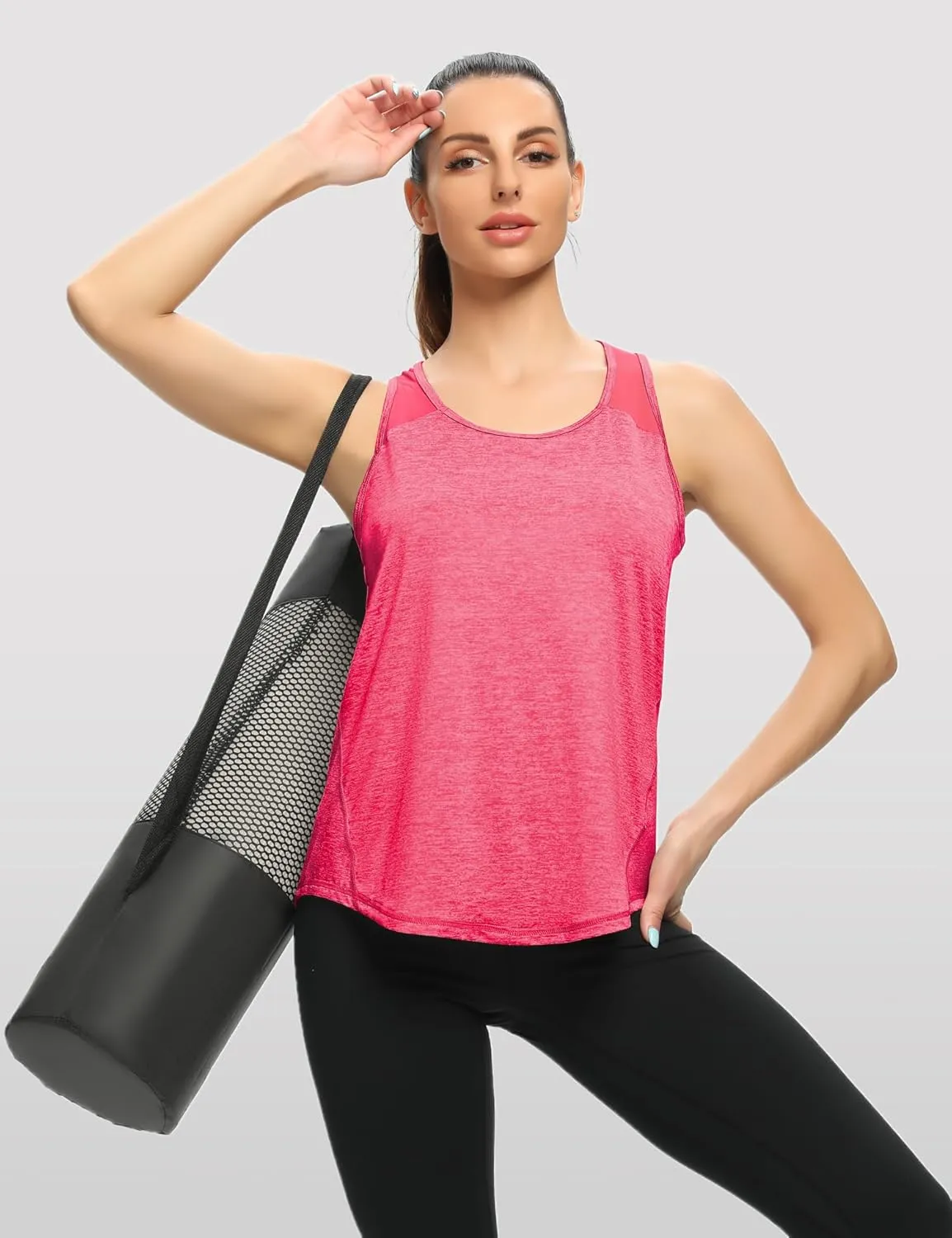 Aeuui 5 Pack Womens Workout Tops Mesh Racerback Tank Tops Sleeveless Athletic Gym Yoga Shirts