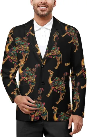 African Girl Sitting On Ca-mel Mens Suit Jacket Lapel Blazer Lightweight Business Sports Coats for Wedding Party