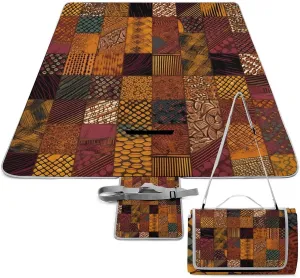African Style Patchwork Picnic Blanket Outdoor, Oversized Beach Blanket, Foldable Lightweight Waterproof Sand Cushion Suitable for Beaches, Camping Grasslands Mat