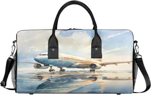 Aircraft Travel Duffle Bag for Women Men Foldable Waterproof Weekender Bag Carry on Tote for Overnight Sports Gym Aircraft Pattern