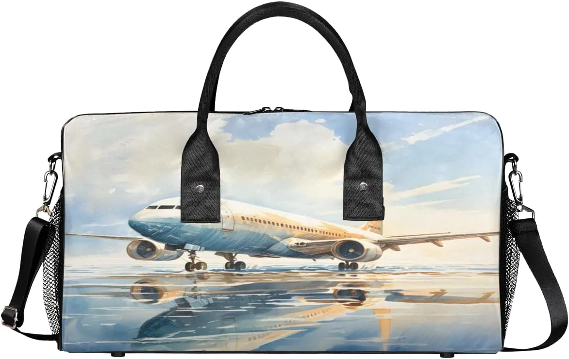 Aircraft Travel Duffle Bag for Women Men Foldable Waterproof Weekender Bag Carry on Tote for Overnight Sports Gym Aircraft Pattern