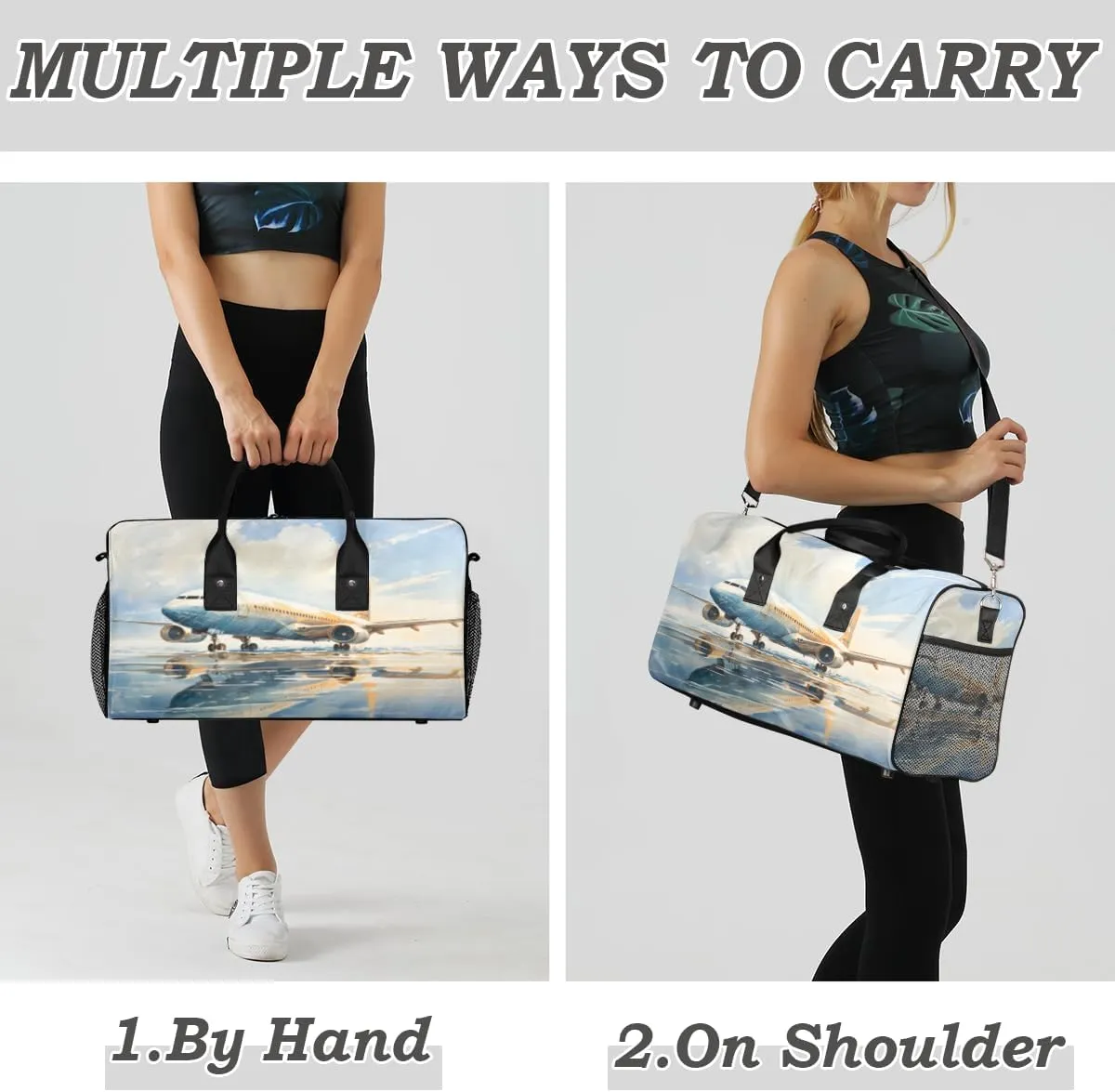 Aircraft Travel Duffle Bag for Women Men Foldable Waterproof Weekender Bag Carry on Tote for Overnight Sports Gym Aircraft Pattern