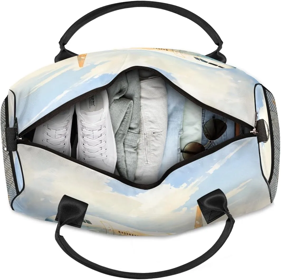Aircraft Travel Duffle Bag for Women Men Foldable Waterproof Weekender Bag Carry on Tote for Overnight Sports Gym Aircraft Pattern