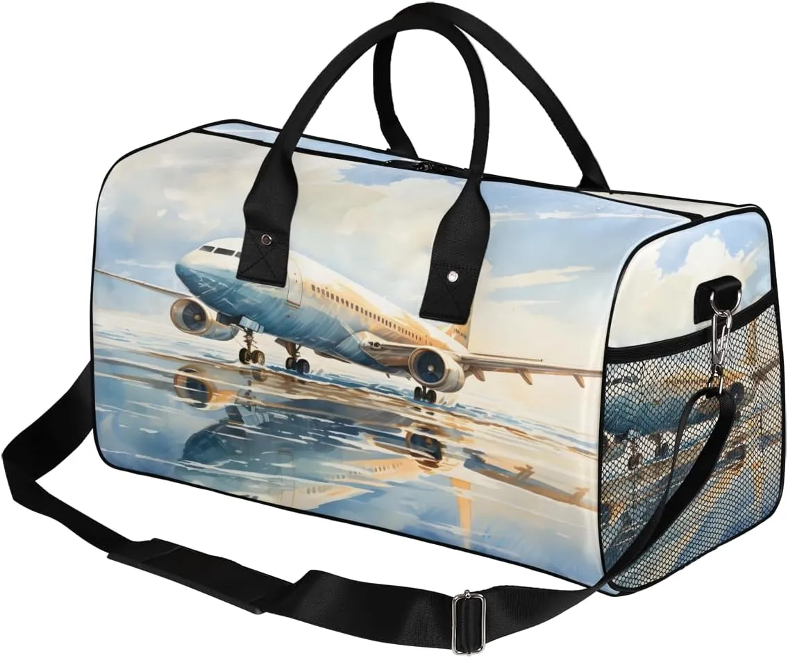 Aircraft Travel Duffle Bag for Women Men Foldable Waterproof Weekender Bag Carry on Tote for Overnight Sports Gym Aircraft Pattern