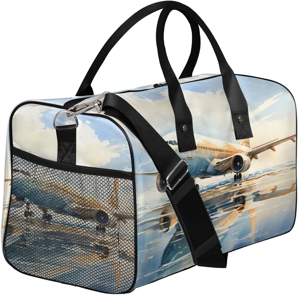 Aircraft Travel Duffle Bag for Women Men Foldable Waterproof Weekender Bag Carry on Tote for Overnight Sports Gym Aircraft Pattern