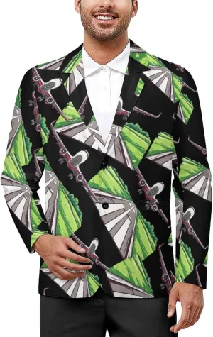 Airplane Aviation Aviator Flight Pilot Mens Suit Jacket Lapel Blazer Lightweight Business Sports Coats for Wedding Party