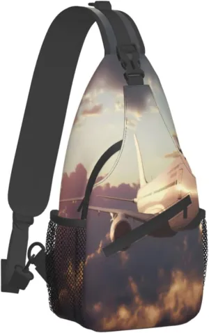Airplane Outdoor Cross-body Shoulder Bag, Unisex Backpack For Women Men Young Hiking Travel