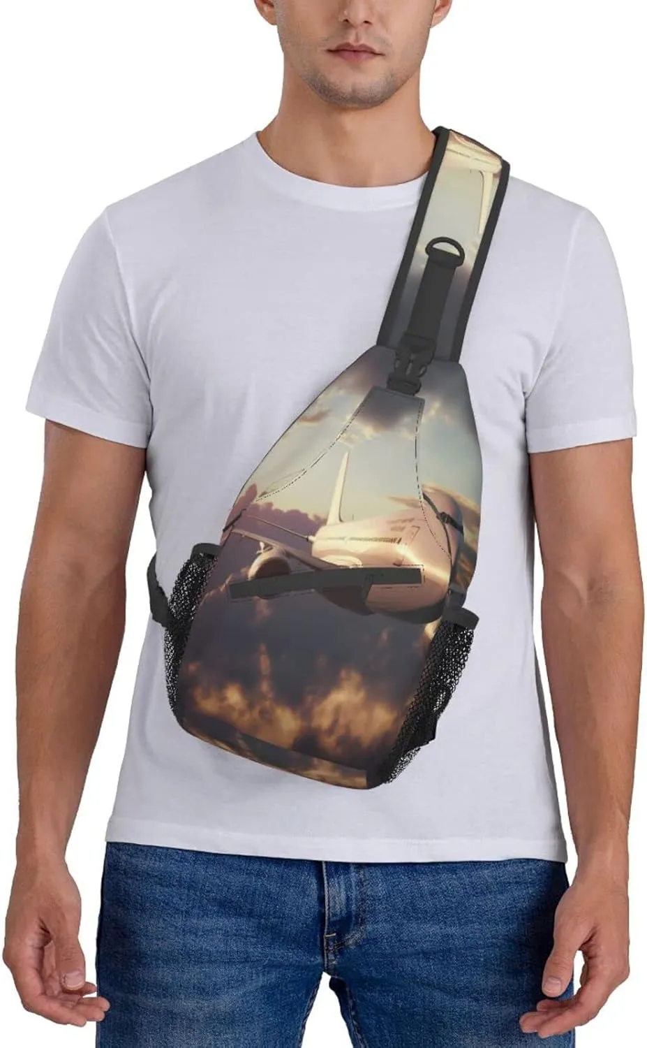 Airplane Outdoor Cross-body Shoulder Bag, Unisex Backpack For Women Men Young Hiking Travel