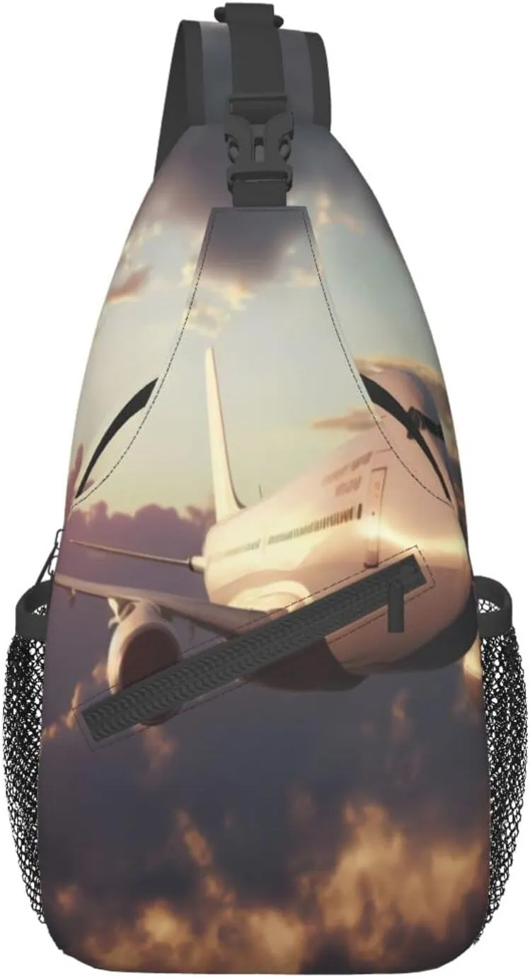 Airplane Outdoor Cross-body Shoulder Bag, Unisex Backpack For Women Men Young Hiking Travel
