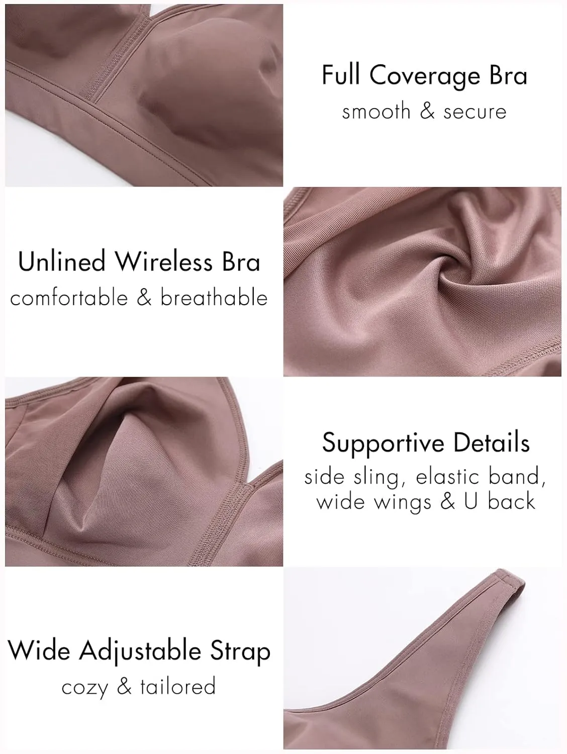 AISILIN Women's Plus Size Wireless Bra Support Comfort Full Coverage Unlined No Underwire Smooth