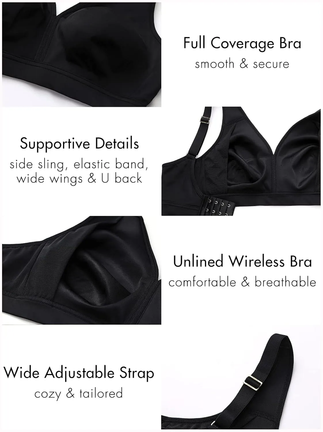 AISILIN Women's Plus Size Wireless Bra Support Comfort Full Coverage Unlined No Underwire Smooth