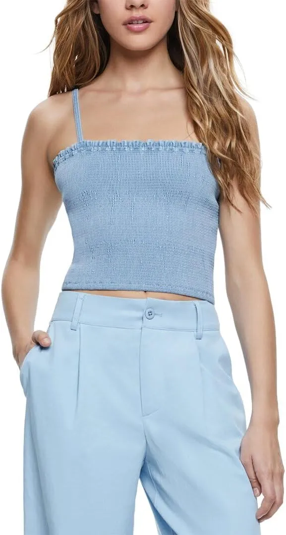 alice   olivia Penelope Smocked Denim Top