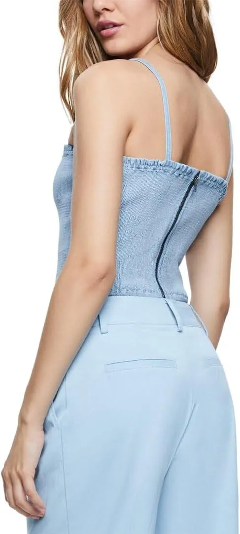 alice   olivia Penelope Smocked Denim Top