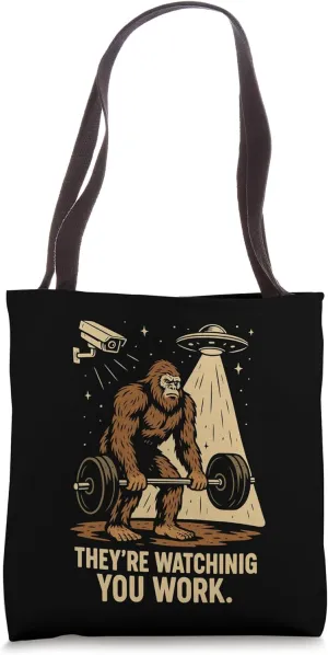 Alien Surveillance Gym Creature Funny Workout Sasquatch Tote Bag