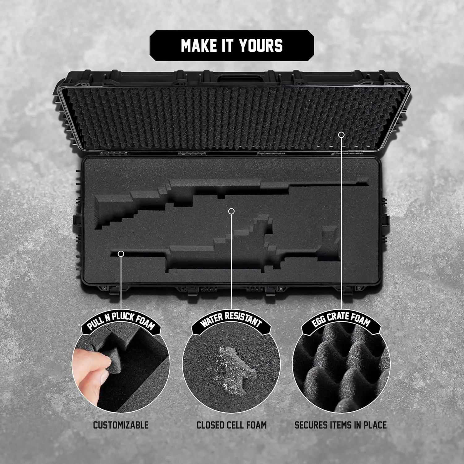 All Weather Hard Case – TSA Approved Rifle Case with Customizable Foam, Ergonomic Handles - Waterproof Travel Case for Rifles, Guns, Shotguns, Ammo, Scopes & Gear