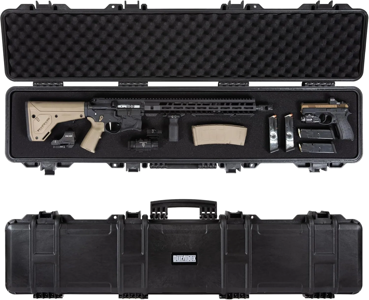All Weather Hard Case – TSA Approved Rifle Case with Customizable Foam, Ergonomic Handles - Waterproof Travel Case for Rifles, Guns, Shotguns, Ammo, Scopes & Gear