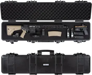 All Weather Hard Case – TSA Approved Rifle Case with Customizable Foam, Ergonomic Handles - Waterproof Travel Case for Rifles, Guns, Shotguns, Ammo, Scopes & Gear