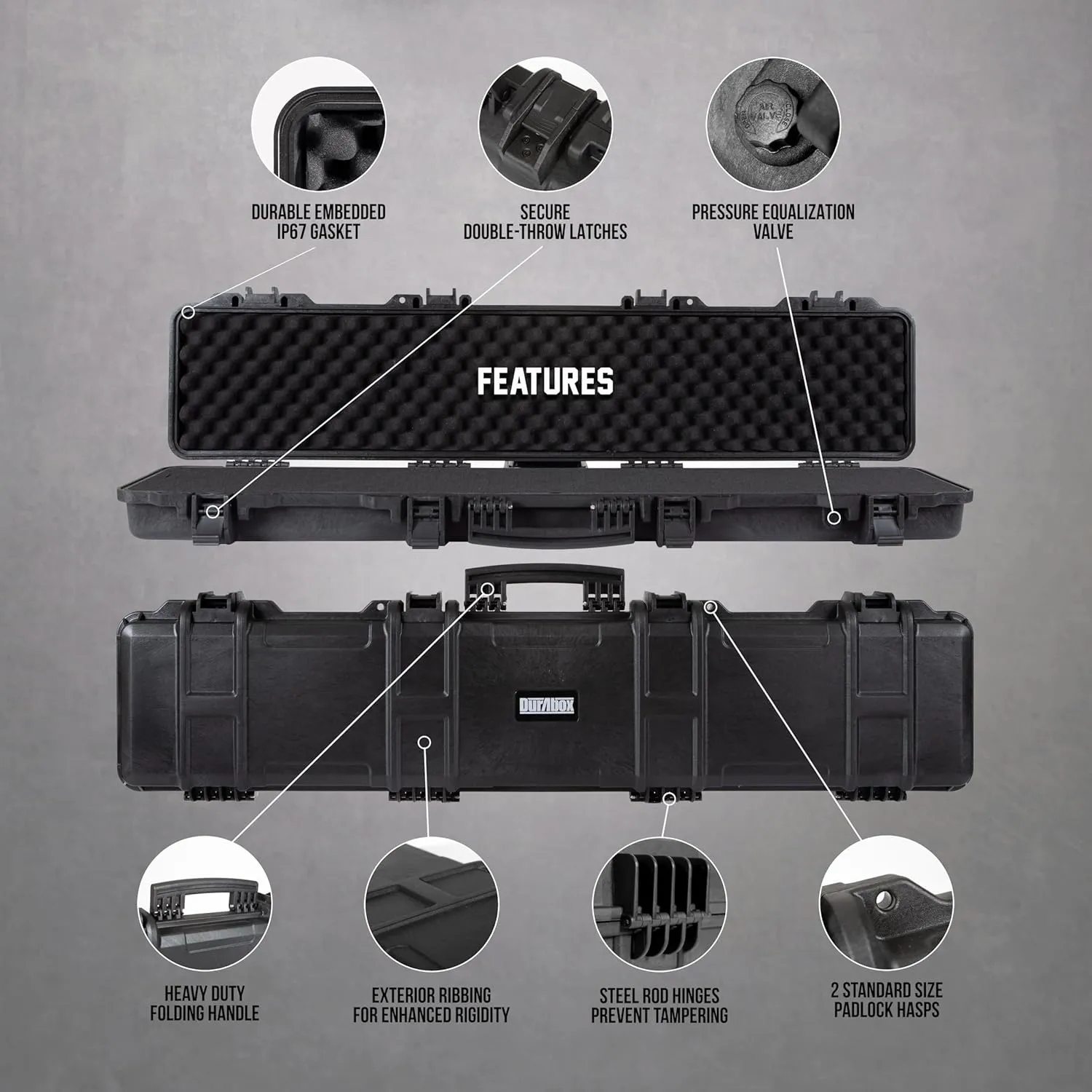 All Weather Hard Case – TSA Approved Rifle Case with Customizable Foam, Ergonomic Handles - Waterproof Travel Case for Rifles, Guns, Shotguns, Ammo, Scopes & Gear