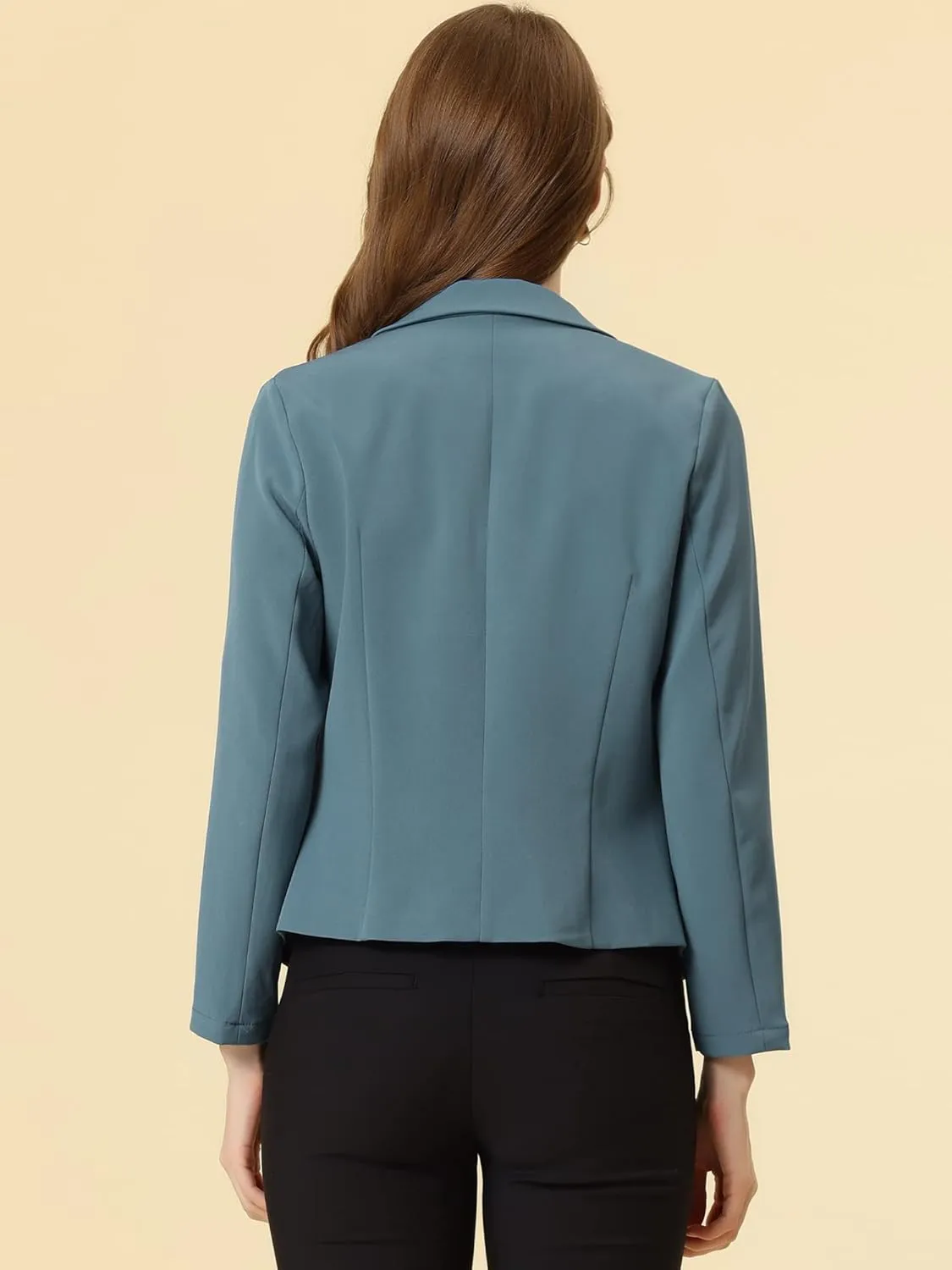 Allegra K Women's Open Front Office Work Business Casual Lightweight Summer Crop Suit Blazer