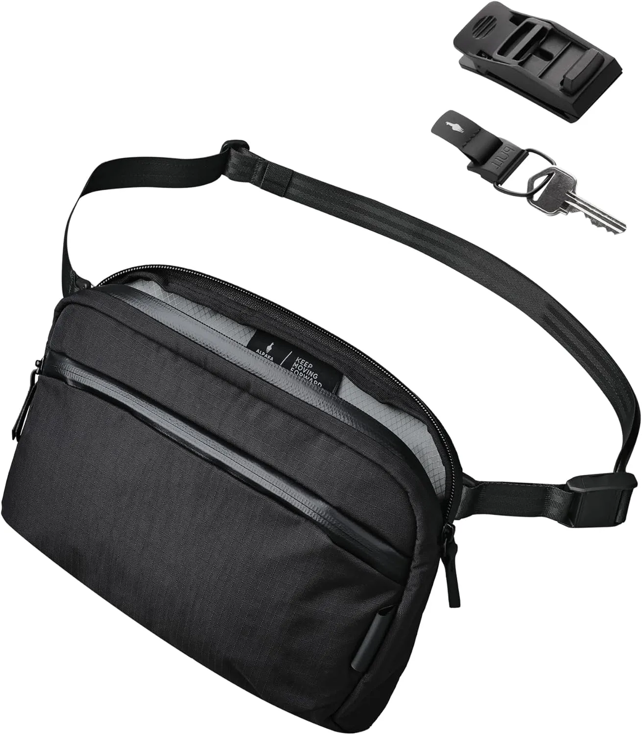 ALPAKA Flight Sling and HUB Keychain - Crossbody Sling Bag For Men Travel Lightweight,Portable, Packable; Magnetic Keychain | Quick Release Magnetic System | Secure and Functional Clip